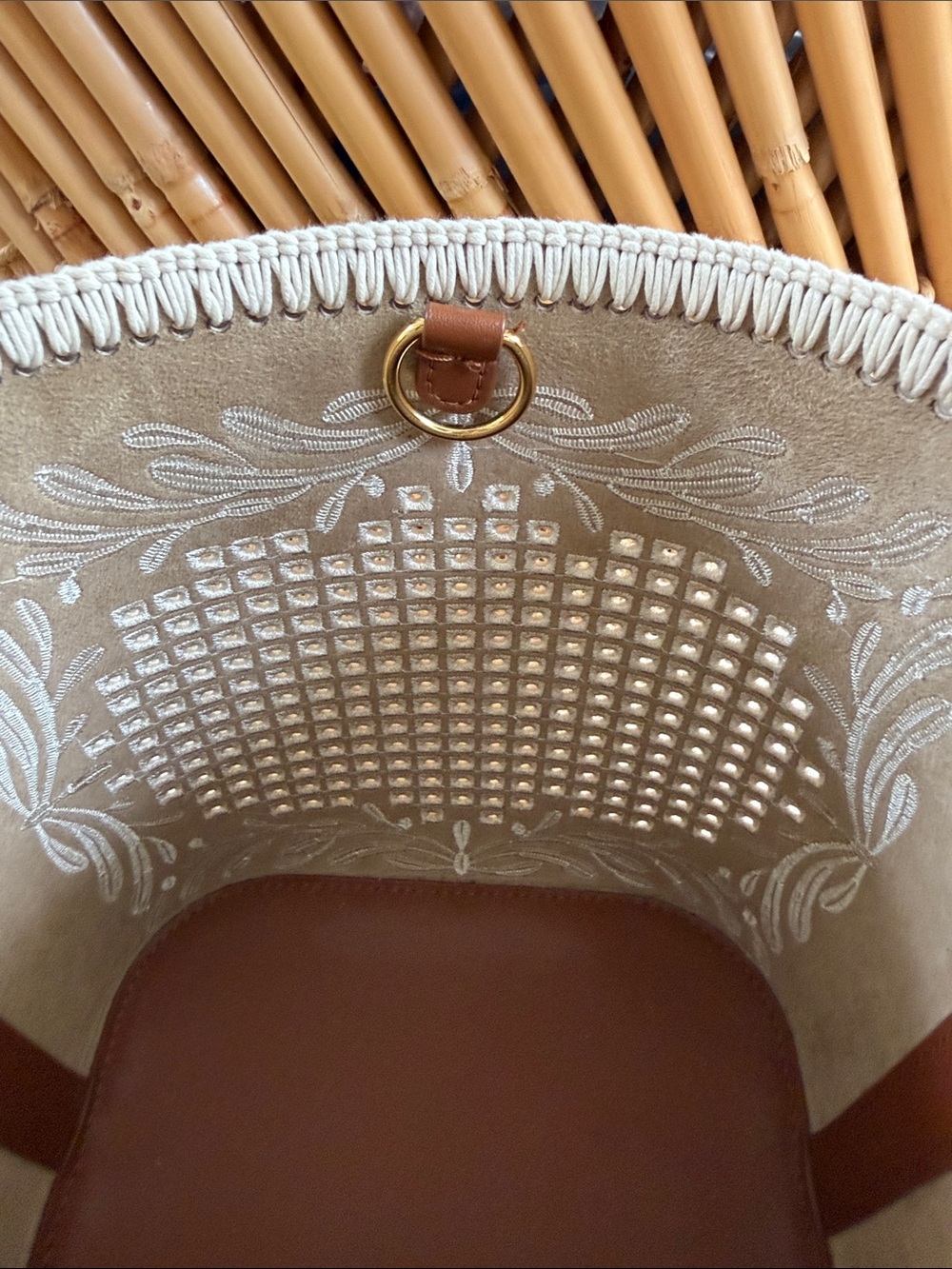 Veronica Beard Small Feed Bag Embroidered Leather - Picture 8 of 9